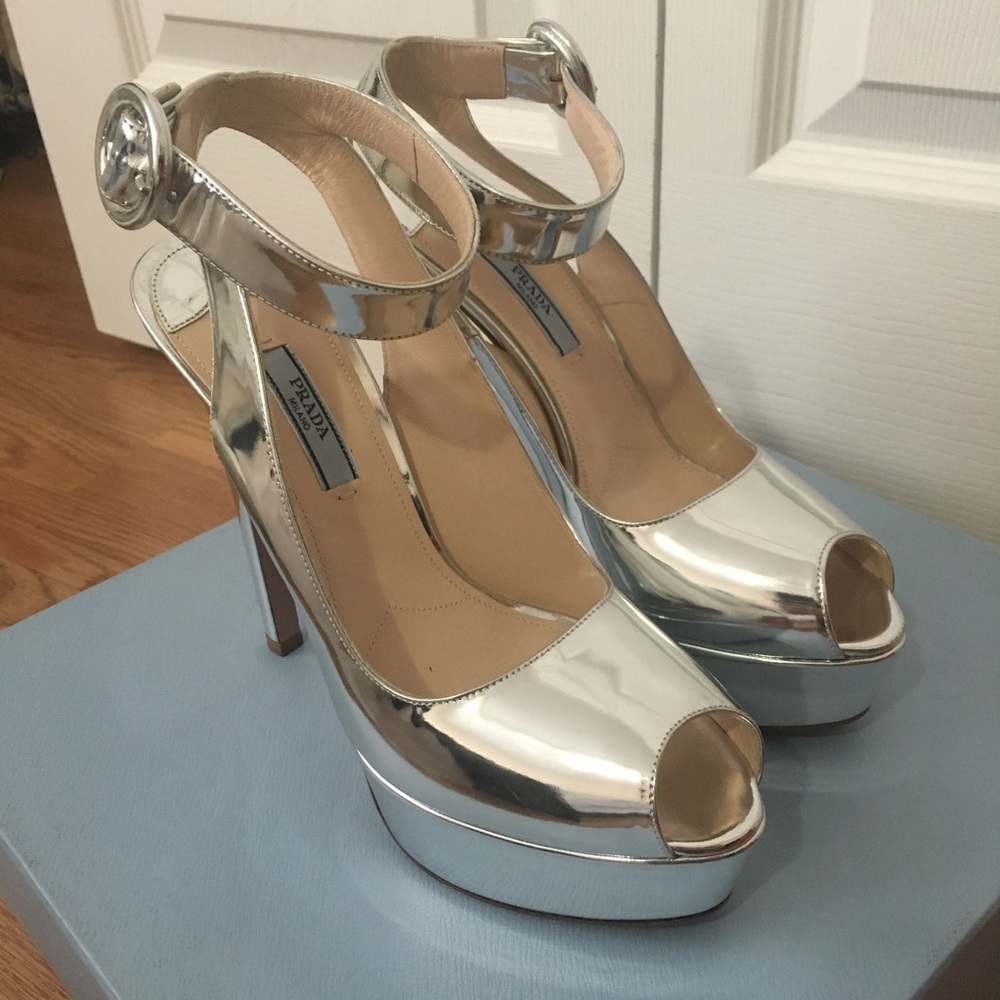 Prada silver heels